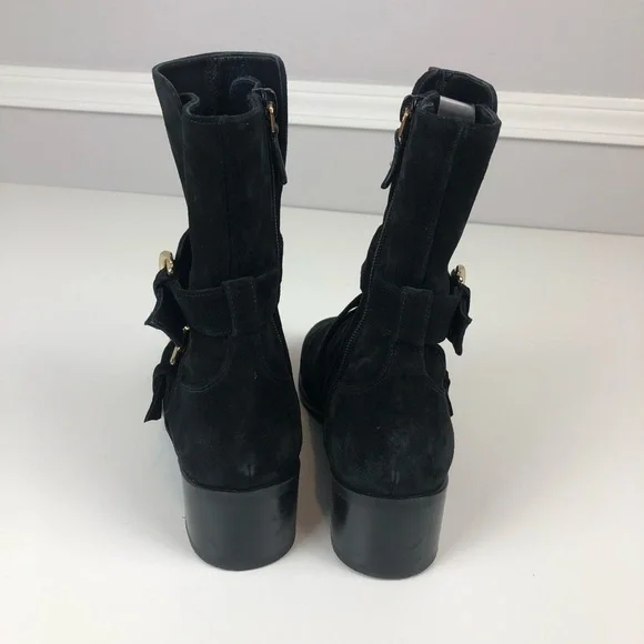 Stuart Weitzman Britain Buckle Suede Boot 9.5 blk - Picture 7 of 16